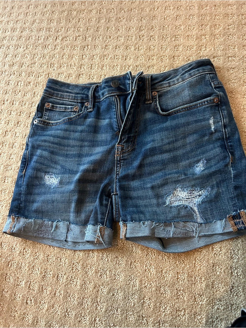 Aeropostale Women's Distressed Dark Blue Denim Shorts